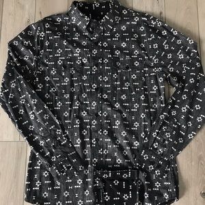 SouthHouse Button Up Shirt Grey Aztec Print Medium
